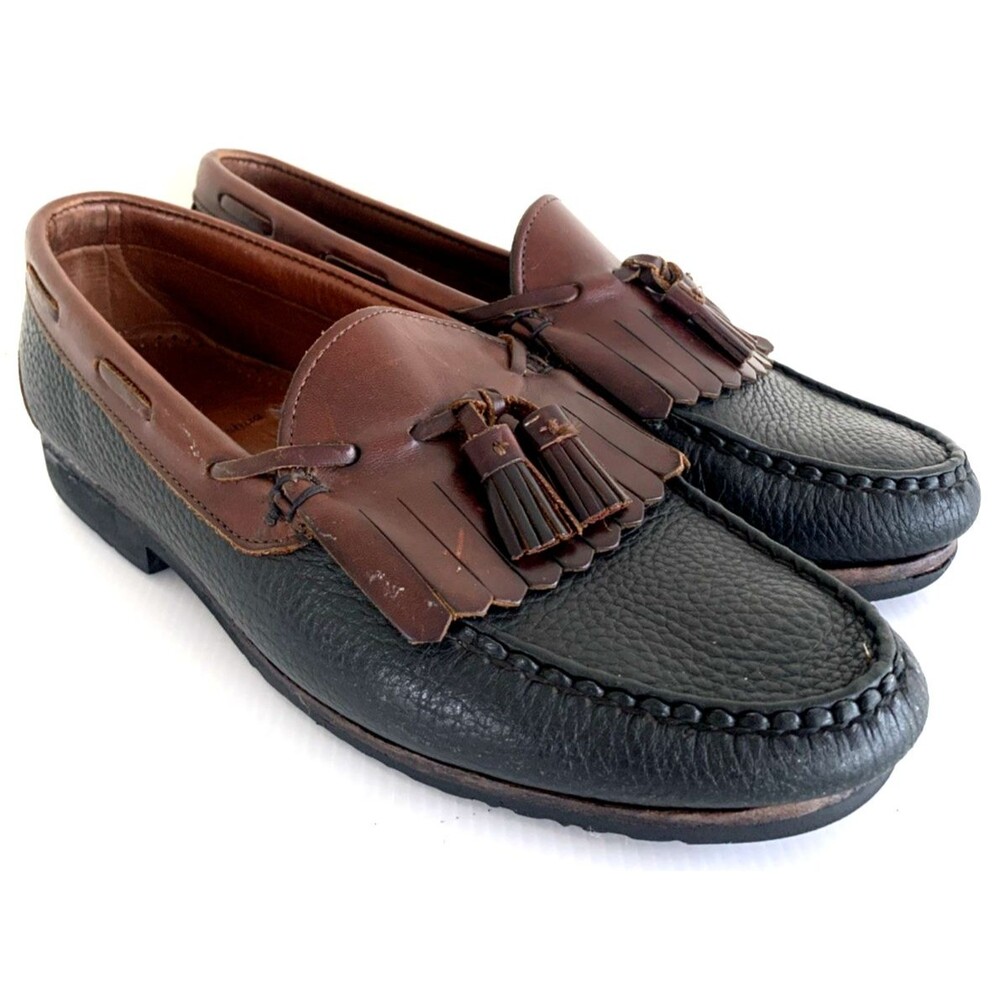 Allen Edmonds Mens Sz. 11 E Black/Brown Nashua Kiltie Tassel Loafers 42250 29171